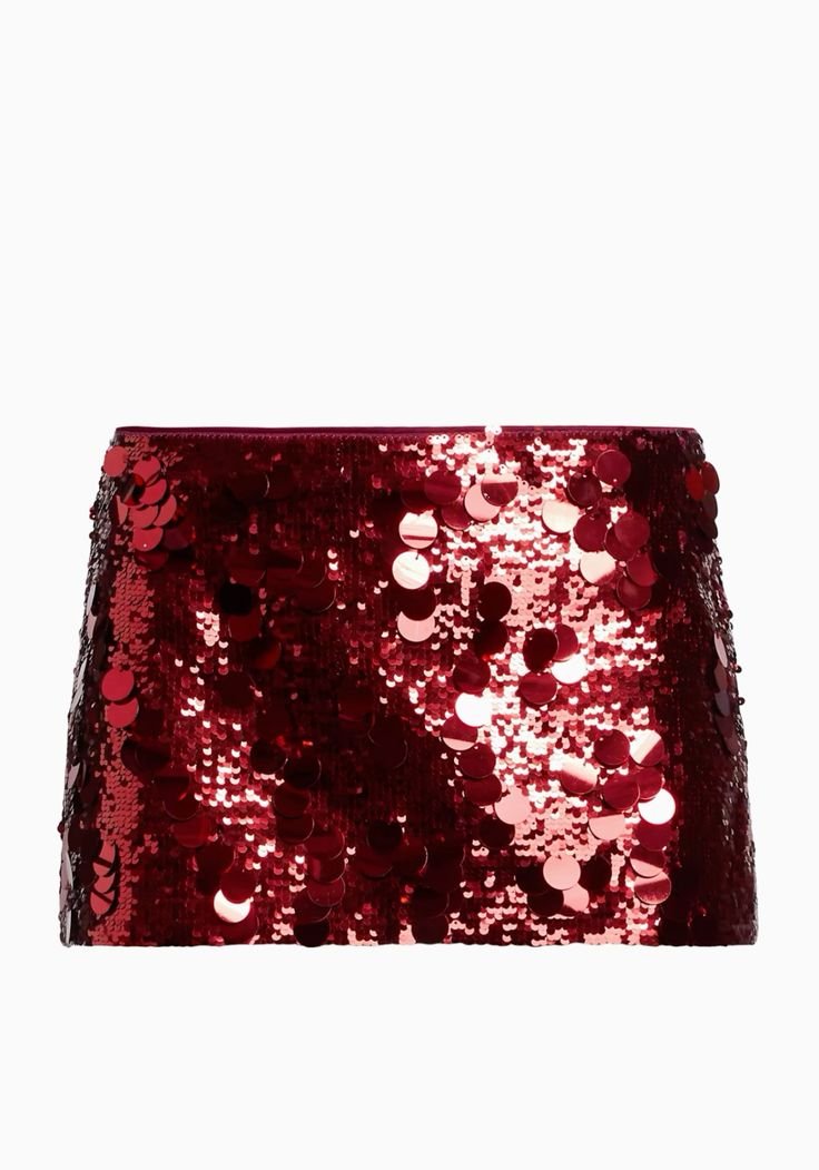 Burgundy Sequin Mini Skirt - Image 3